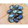 10X13MM Natural Labradorite Blue Fire Pear Cabochon Loose Gemstone 11Pcs Lot C-1112