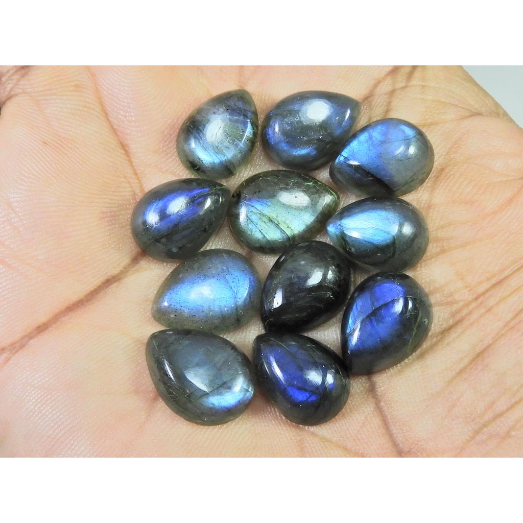 10X13MM Natural Labradorite Blue Fire Pear Cabochon Loose Gemstone 11Pcs Lot C-1112