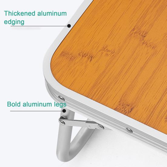 Picknick im Freien Klapptisch Leichte Heavy Duty Aluminium Rahmen Bambus Top Camping Wandern