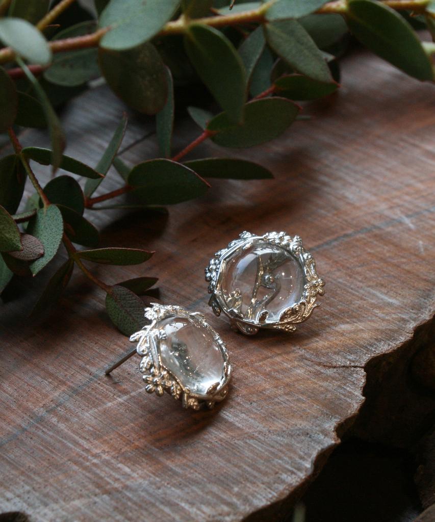 Iris Forest White Clear Quartz Earrings _15
