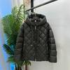 New diamond short fur collar hooded down jacket women's clothing winter thin European high-end warm jacket