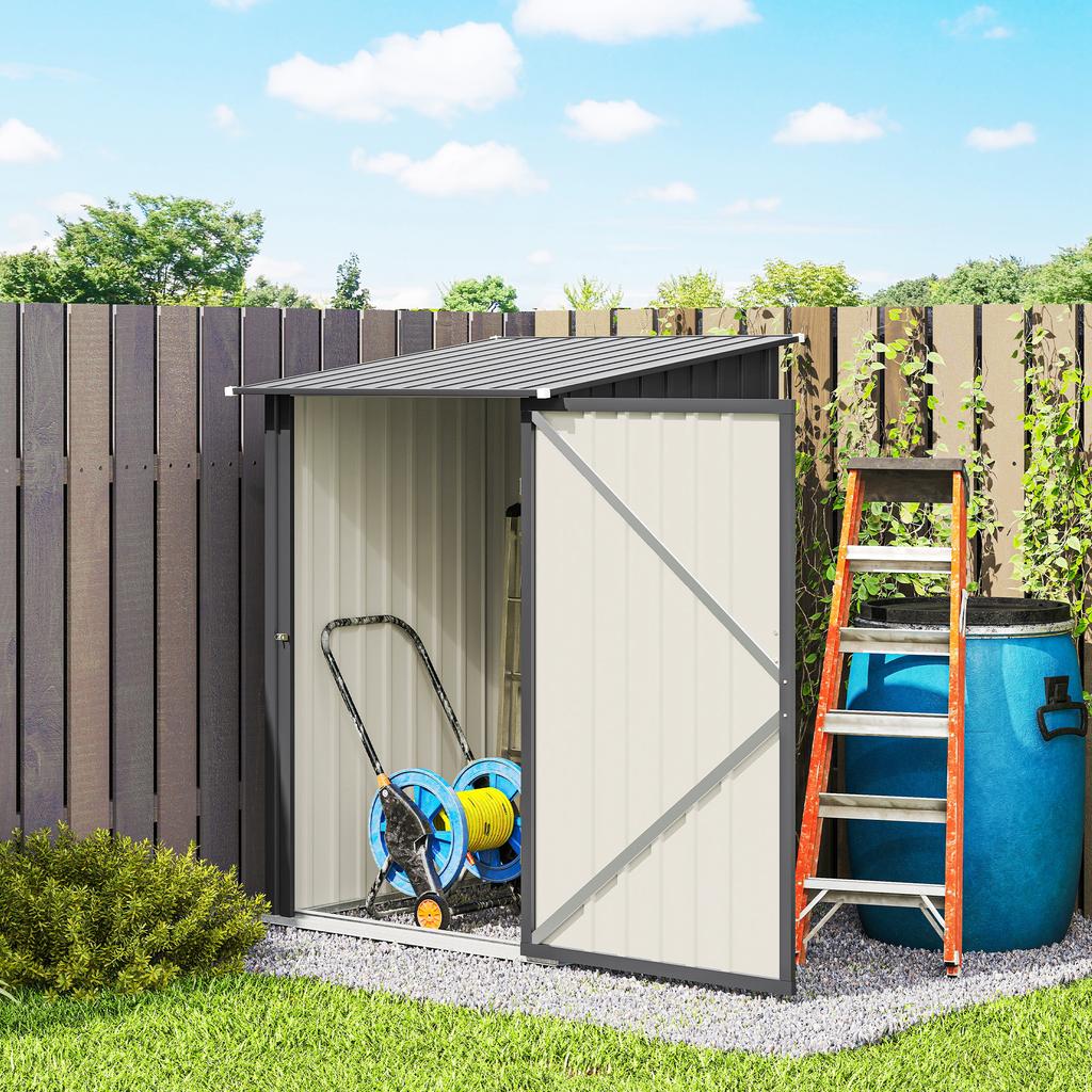 Capanno per attrezzi da giardino in acciaio zincato con porta, 100x104x160 cm, Grigio scuro