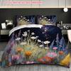 Quilt Cover Pillowcase Three-Piece Set,Starry Sky Wildflower Bedding,Skin-Friendly,Breathable And Machine Washable