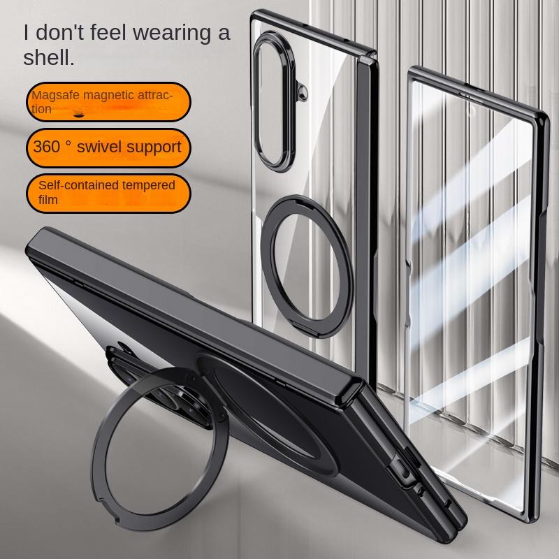 For Samsung Galaxy Z Fold 7 Case Luxury Plating Magsafe Ring Stand Magnetic Protective Back Cover Case For Samsung Z Fold7 Shell