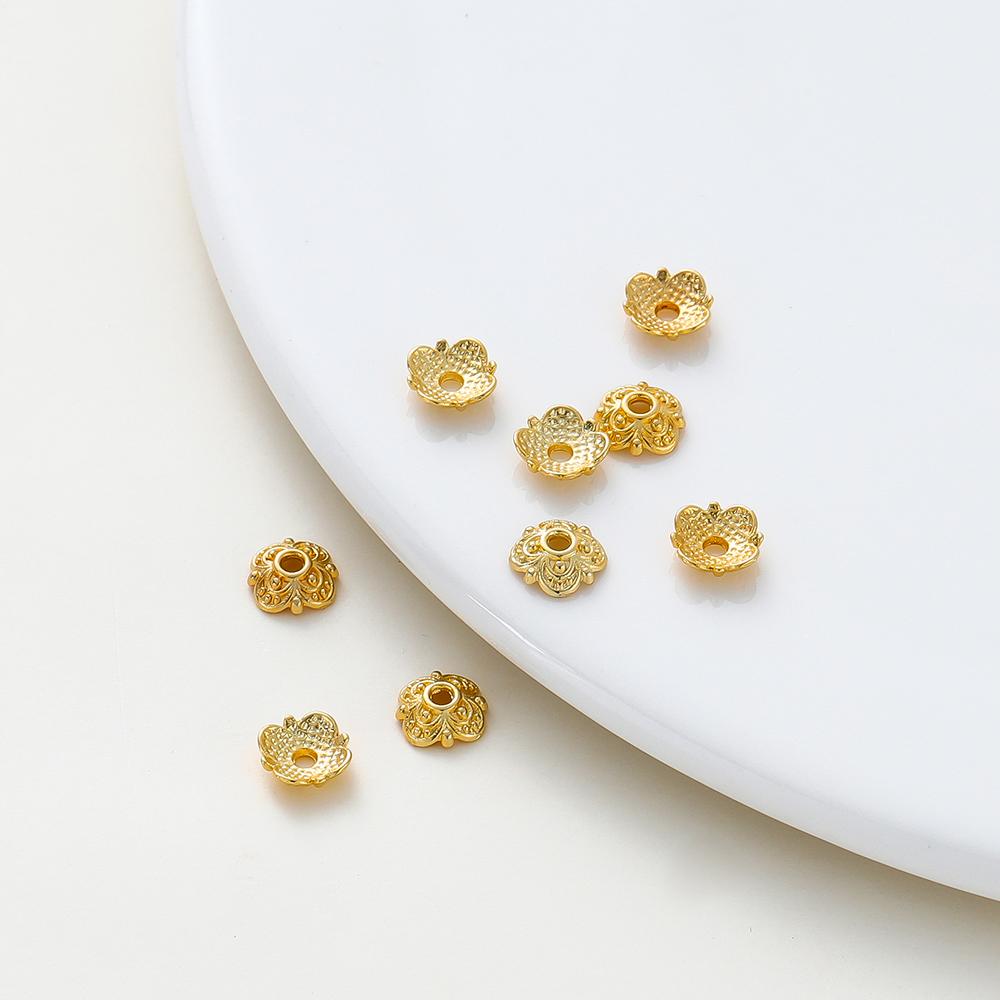 20 stuks/partij 14K 18K 7mm Gouden Kleur Plated Bloemvorm Kwastje Spacer Kralen Doppen Armband Losse Kralen Doppen Voor Doe-het-zelf Sieraden Benodigdheden
