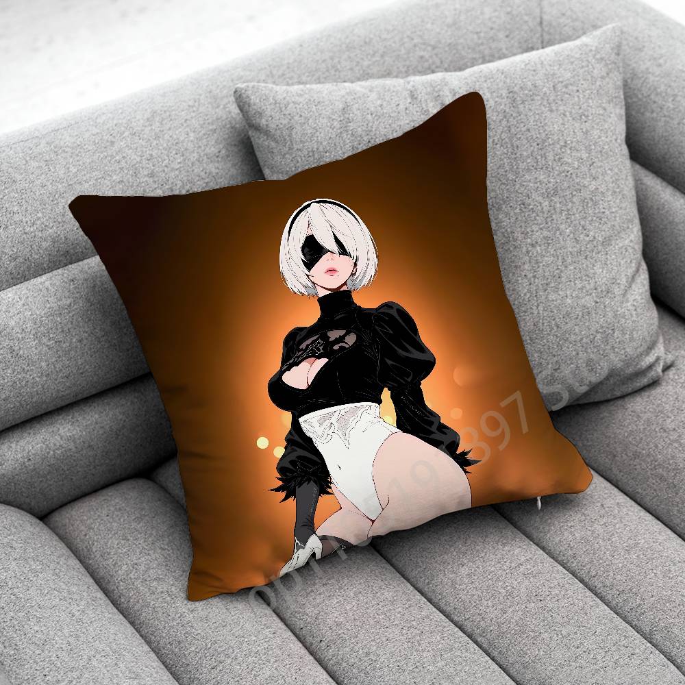 Game Nier A-Automata 2B Throw Pillow Case For 55X55Cm 40X40Cm 45X45Cm 50X50Cm 30X30Cm Square Office Pillowship Cover