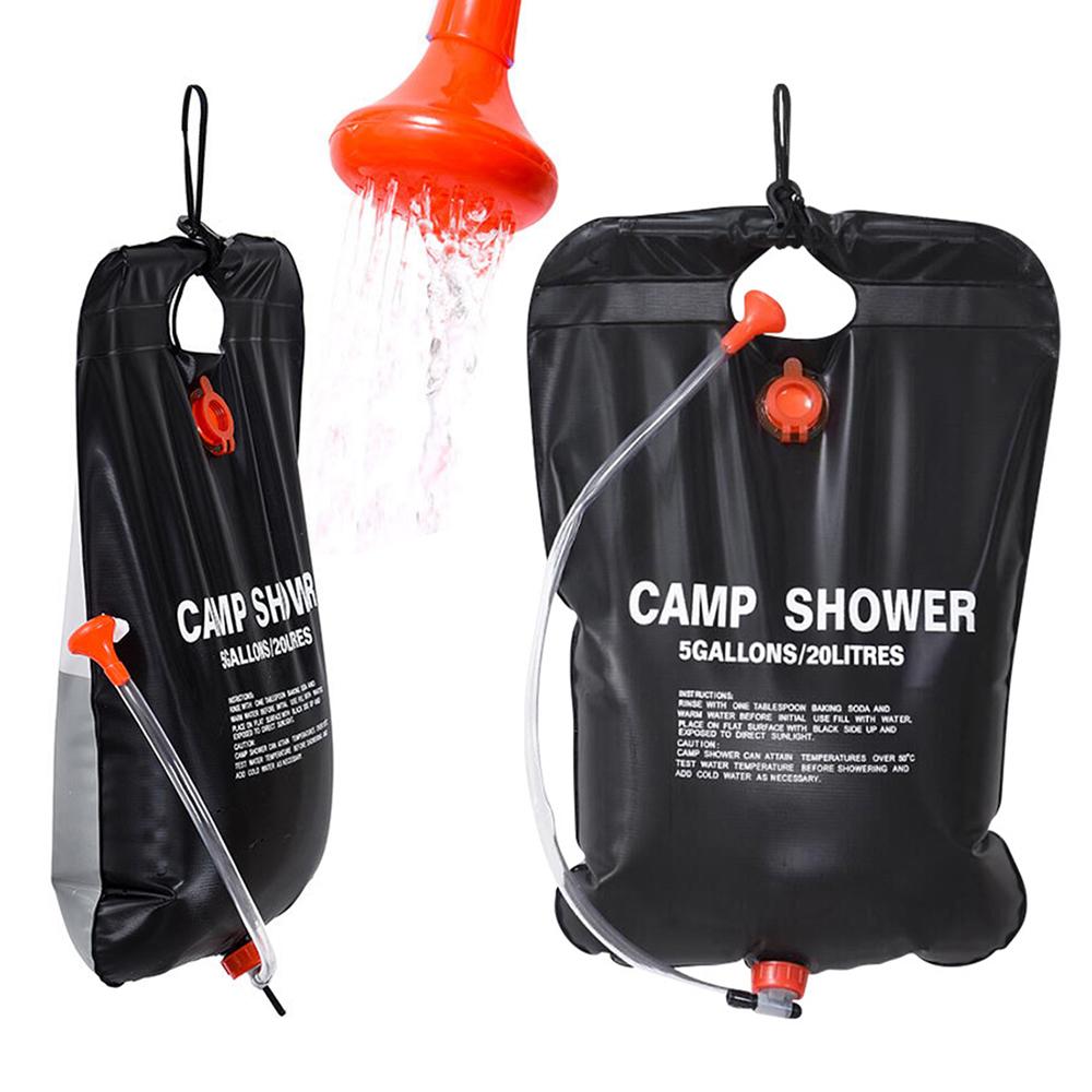 Sacs d'eau 20l, sac de douche de Camping en plein air, pochette de stockage d'eau chauffée à l'énergie solaire, Portable pique-nique randonnée voyage douche équipement de bain