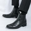 Fashion Britain Fashion Designer New Men's Pointed Patchwork Patent Leather Casual Ankle Boot Winter High Tops Shoes Zapatos Hombre