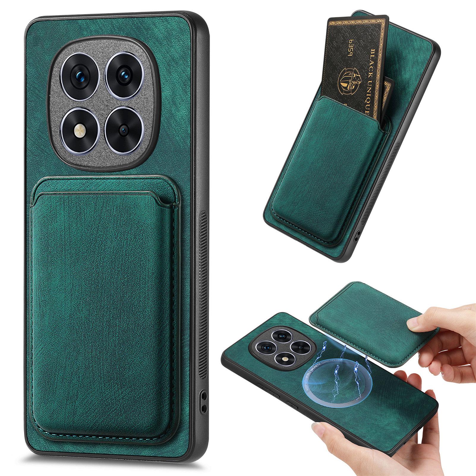 

2 in 1 Detachable Cards Solt Wallet Leather Magnetic Case For Xiaomi Redmi Note 14 Pro 12 13 13C F5 14T Retro Bag Pocket Cover For RM Note14ProPlus зелений