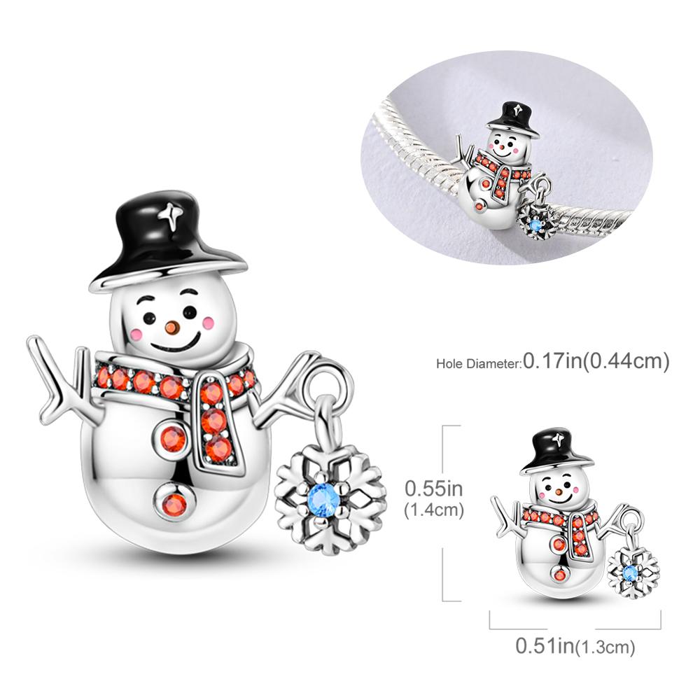 Copper Winter Snowman Penguin Snowflake Charms Beads Fit Original Bracelet For Women Jewelry Making