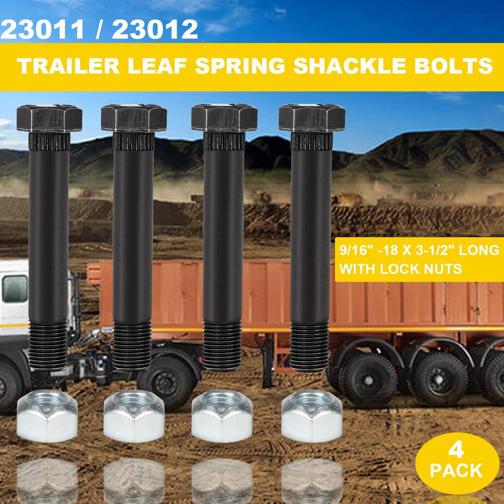 9/16" -18 X 3-1/2" Long With Nuts Trailer Leaf Spring Shackle Bolts 4-Pack 23011/23012