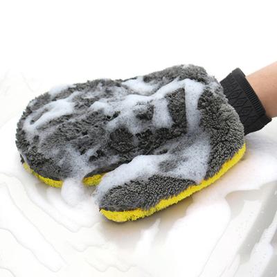 Luvas de lavagem de carro de veludo coral de dupla face, luva de pata de carro à prova d'água, escova de carro, luvas de limpeza de pata de urso de pelúcia, ferramenta de limpeza de carro