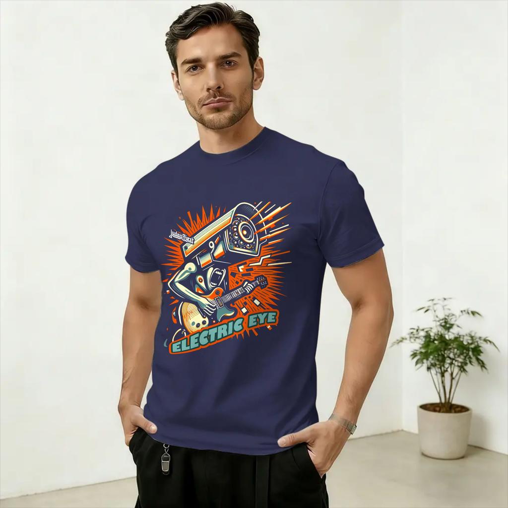 Punk Judas Priest Band Art TShirt Unisex Crazy Cotton Tees Crew Neck Short Sleeve T Shirt Printing Clothes