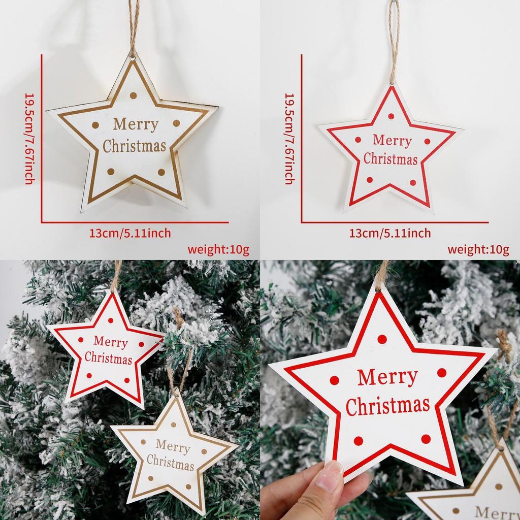 Wooden Christmas Unique Tree Tags Vibrant Red Star Hangings For Decor Home