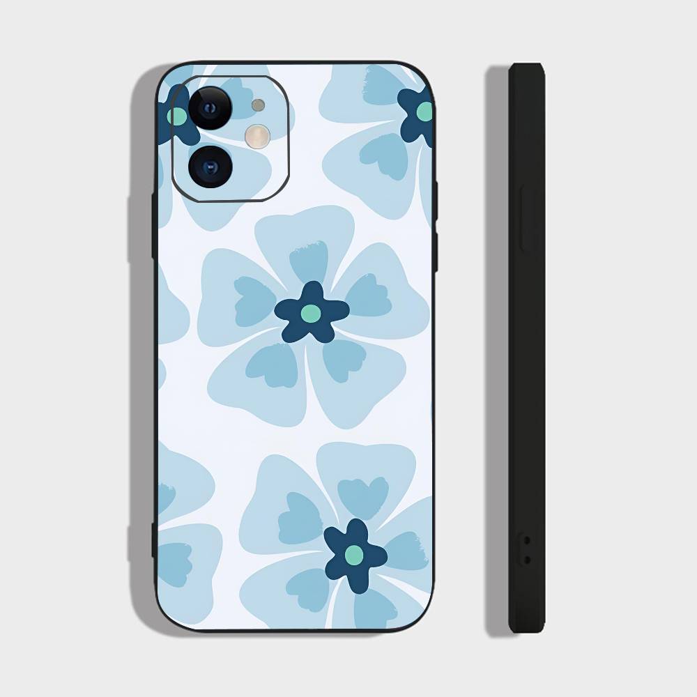 Flower Art For IPhone 15 16 14 Plus 13 12 11 17 Pro Max 17 Air Black Soft Phone Cover