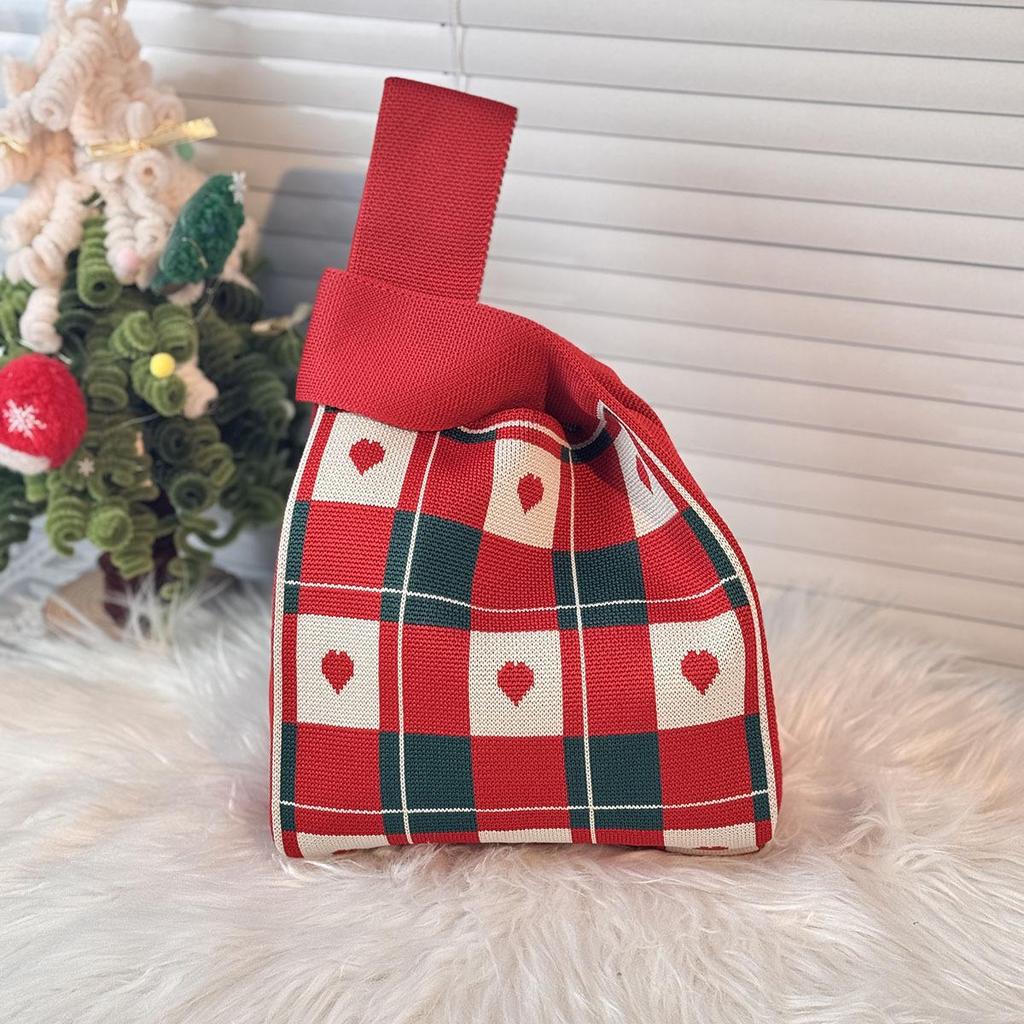 Holiday Gift Bag & Box for Christmas and Party Favors: Knitted Bag & Apple Candy Bag