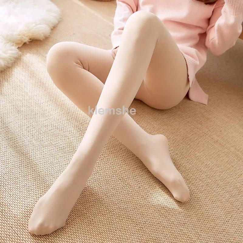 Women'S Fleece Tights Warm Insulated Pantyhose Skin Effect Translucent Stockings Sexy Women'S Underwear High Elastic Leggings