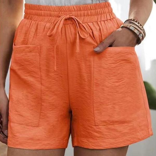 Women's Summer Casual High Waist Pocket Shorts Fashion Loose Beach Shorts Ladies Solid Shorts Plus Size