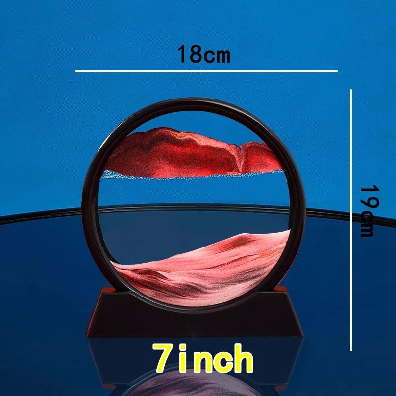 3D Sanduhr Treibsand Bewegliche Sandkunst Bild Rundes Glas Tiefsee Sandlandschaft Handwerk Fließendes Gemälde Büro Heimdeko Geschenk Neu