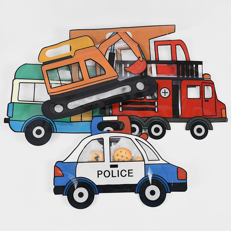 

10 шт. строительный грузовик конфеты подарочный пакет полицейская машина экскаватор печенье закуски сумки на молнии детский день рождения сувениры декор поставки Mix-10pcs