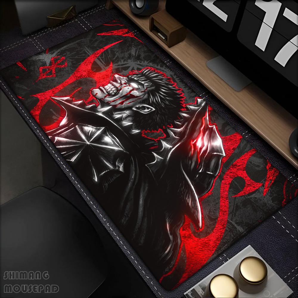 Großes Mauspade Anime Berserk Gamer Tastatur Mausepad Große Gummi Gaming Matte Guts Schwert in Berserk Mauspade PC Schreibtisch Mädchen Schrank