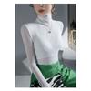 Autumn Winter New Top High Neck Lace Mesh Bottoming Shirt Women's Solid Color Long Sleeve Tshirt M-4XL