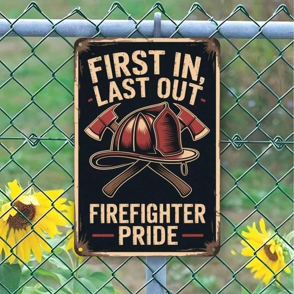 Firefighter Pride Vintage Tin Sign 8x12 Inch Wall Art for Garage Bar Home Decor