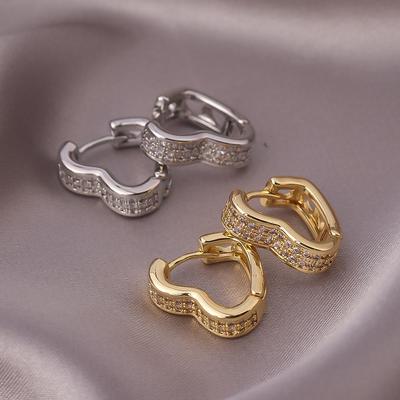 S925 Sterling Silver Heart-Shaped Zircon Hoop Earrings for Women - Elegant Design