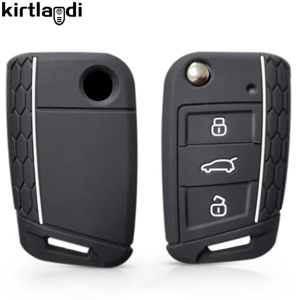Silicone Key Cover Holder for Skoda Octavia A7 Rapid Kodiaq Fabia Seat Ibiza Leon Ateca for VW POLO Golf 7 Tiguan T-Roc T6 Case