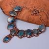 Oval Labradorite Gemstone Copper Birthday Chain Electroformed Necklace Jewelry V-85