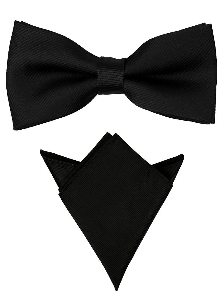 Bow Ties For Men Pre-tied Butterfly Knot Bowtie Hanky Set Solid Color Bow Tie Handkerchief For Adult Male Wedding Gift