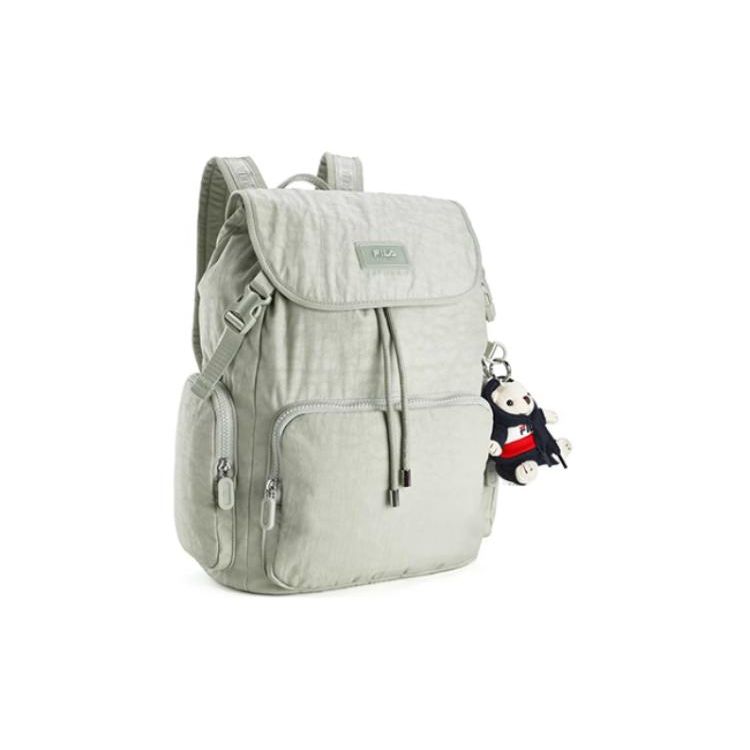 Fila Casual Flap Large Capacity Fabric Backpack With Small Size Women Backpack Light-Sand-Green F13W429167FLG