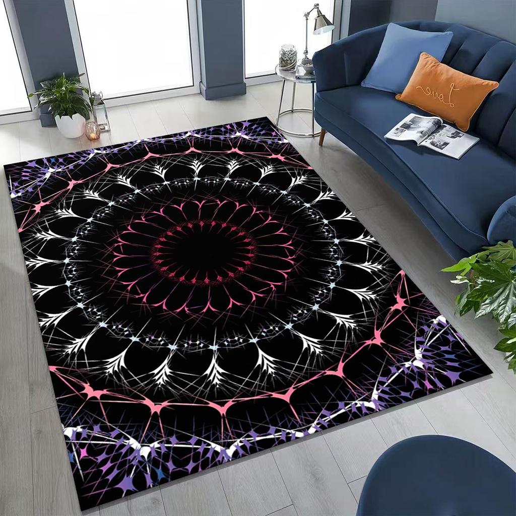 2026 Regenbogen Mandala Blume Chakren Yoga Bohemia Kunst Teppich für Schlafzimmer Wohnzimmer Sofa Zuhause Fußmatte Dekor, Kinder rutschfeste Bodenmatte