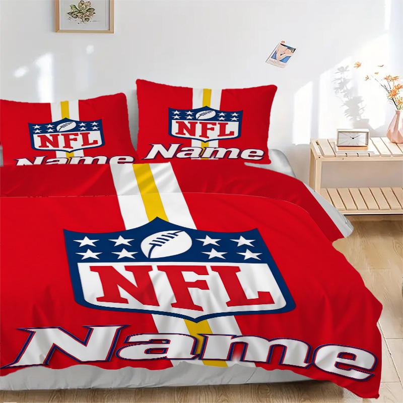 Personalized Nfl Soft Bedding 3 Piece Set HD Print Duvet Cover Pillowcases for Teens Adult Bedroom Decoration Christmas Gift C1035