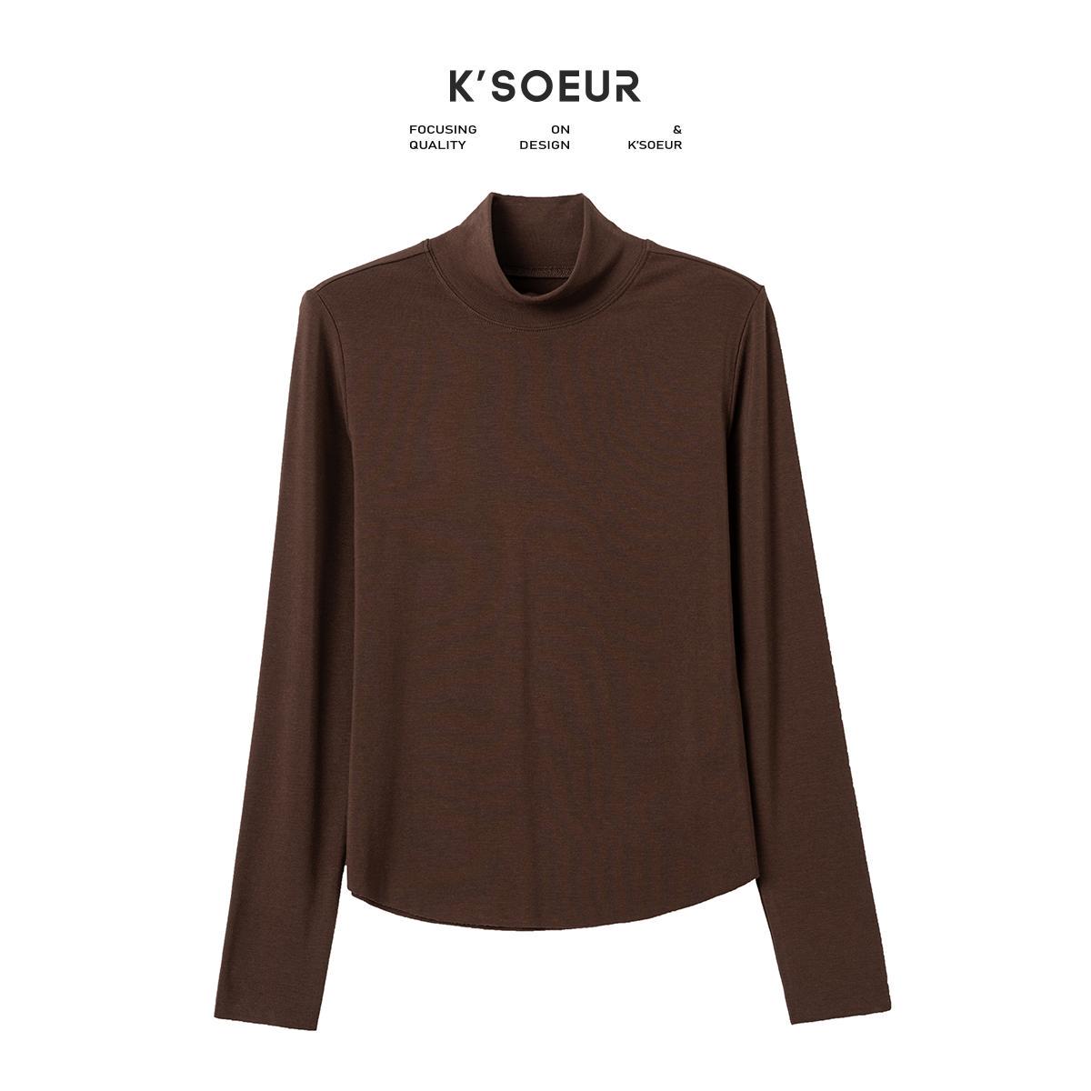 

KSOEUR Women s Super Soft Velvet Knit Semi-High Neck Top S