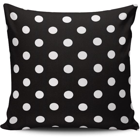 Custom Fancy Plush Black and White Polka Dot Euro Square Pillowcase Zippered One Side Printed 26x26 Inches Throw Pillow Case Cushion Cover