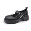 Mary Jane shoes British style black small leather shoes thick heel shallow mouth with single shoes round head platform loafers women's shoes