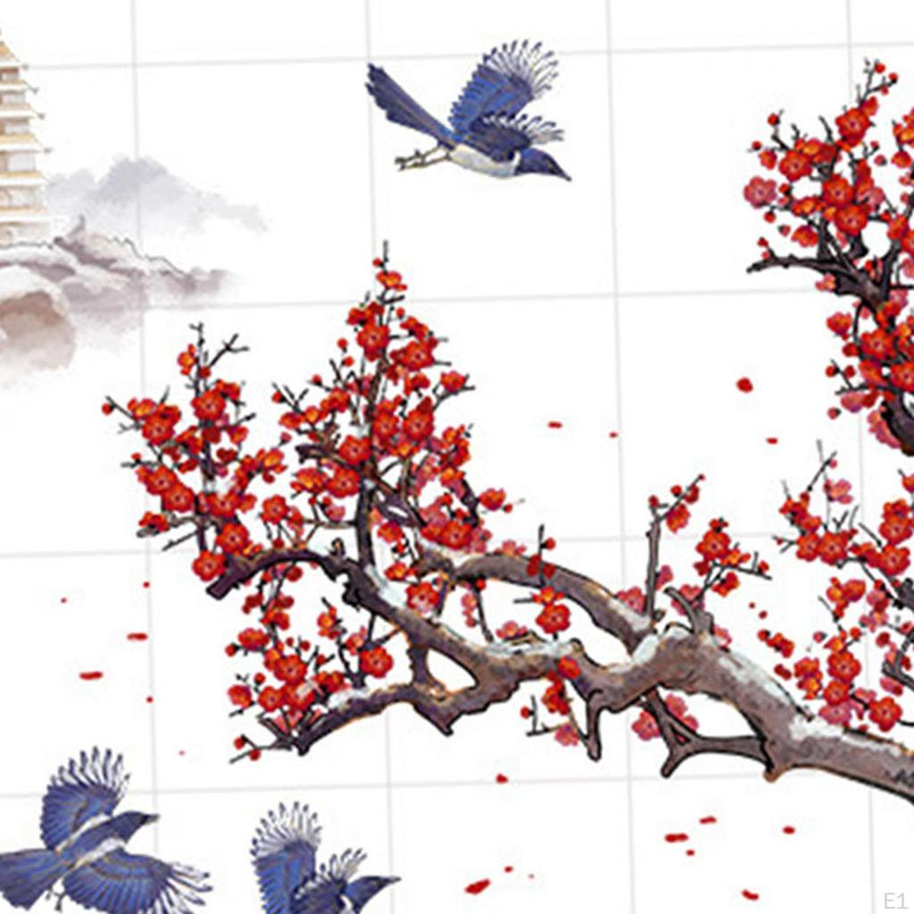 Plum Blossom Wall Stickers Wallpaper Decorative Murals Waterproof Self Sticky Chinese Ink Paint Art