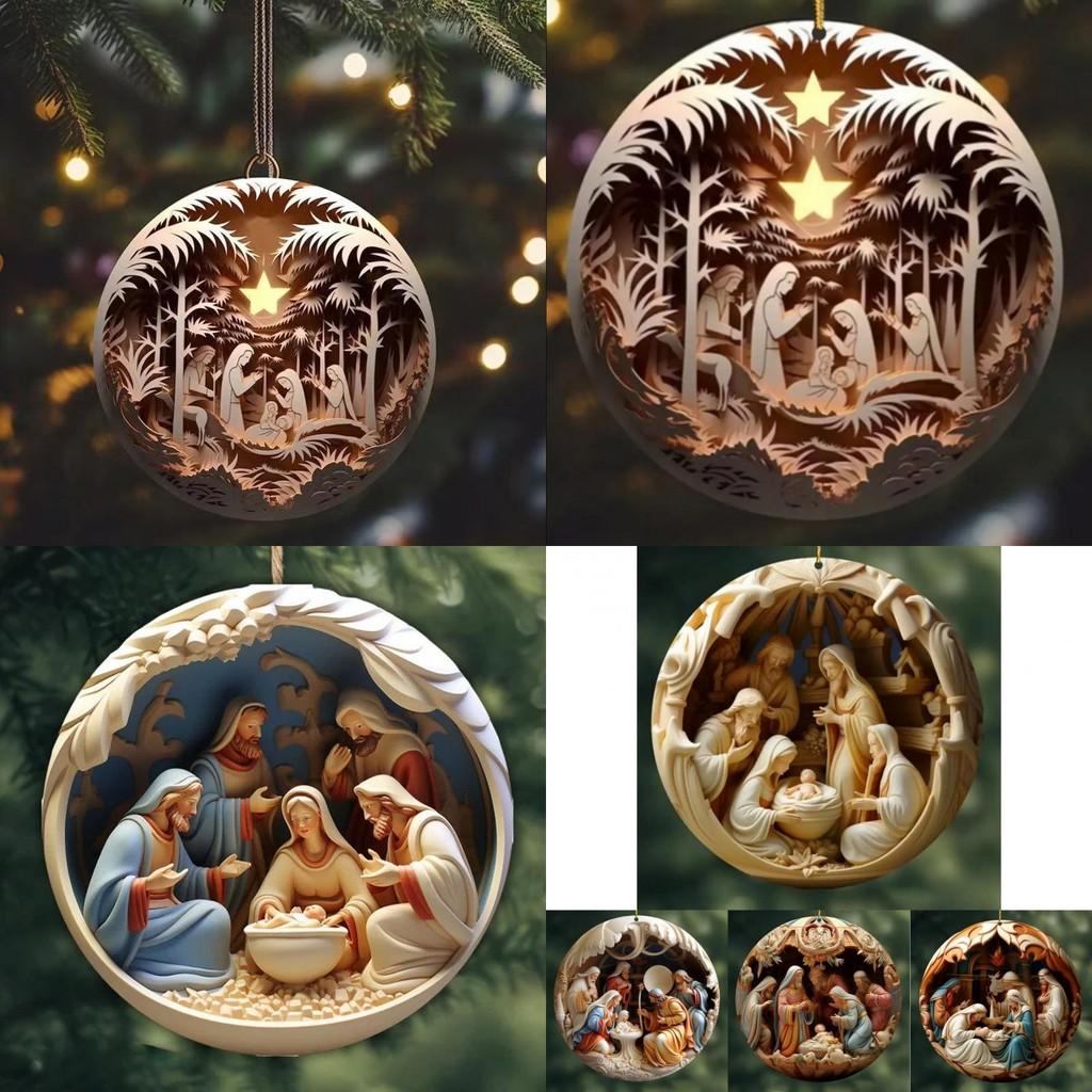 Retro Stylish Jesus Birth Acrylic Car Interior Decoration For Holiday Spirit