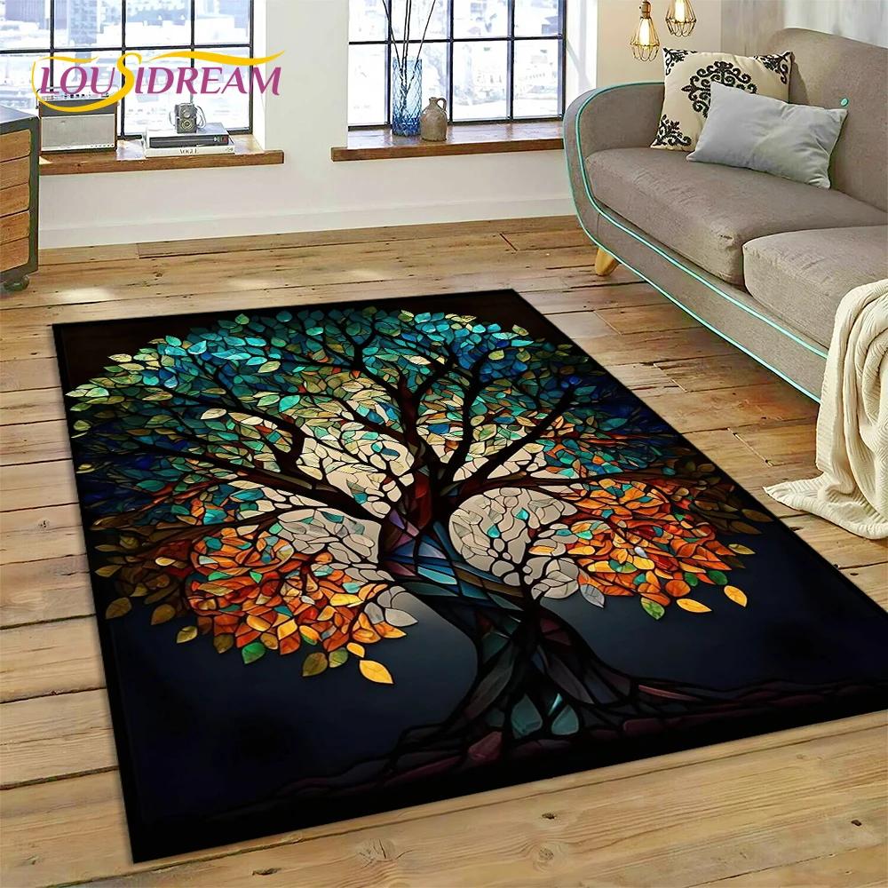 Tree of Life Nature Viking Yggdrasil Norse Carpet Rug for Bedroom Living Room Home Sofa Decoration,Child Large Decor Floor Mat