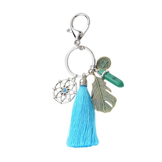 Keychain Dream catcher Feathers Tassels Faux Crystals Charm Bohemian Style Keyring with Lobster Clasp Bags Car Accessories