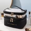 Manledao Double-Layer PU Transparent Travel Cosmetic Bag