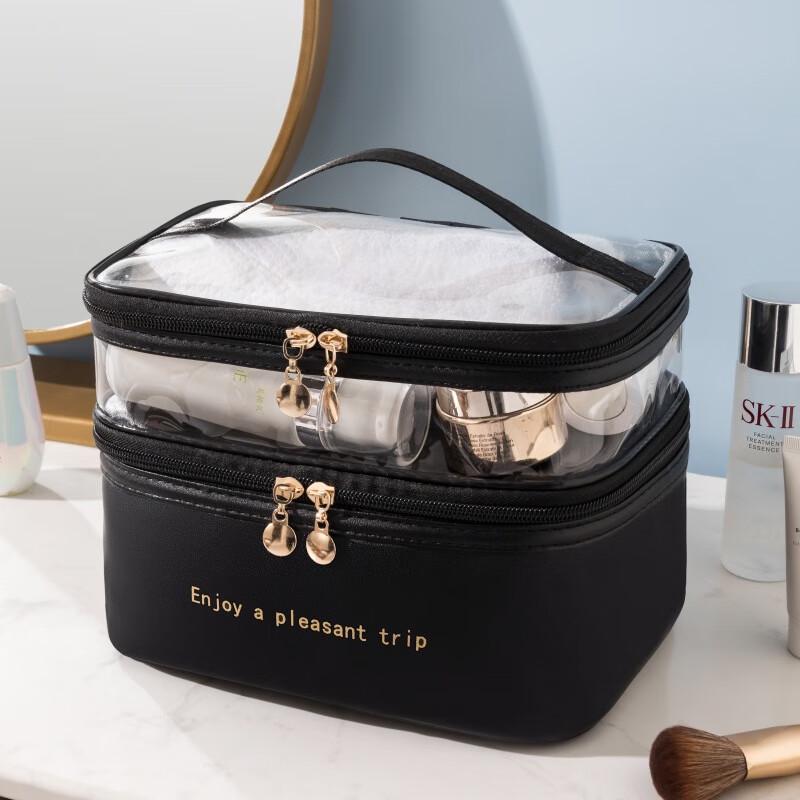 Manledao Double-Layer Transparent Travel Cosmetic Bag