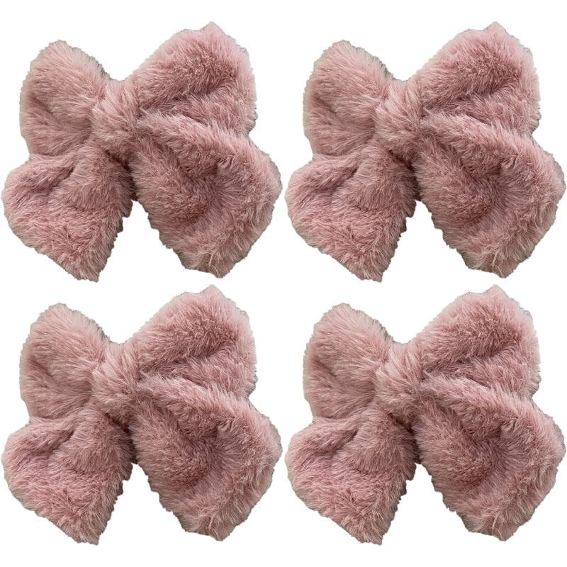 Nuova Pinza per Capelli con Fiocco in Peluche Carino Invernale, Pinzette a Fiocco Semplici Colorate Solide Coreane, Grande Fermaglio per Capelli per Bambine