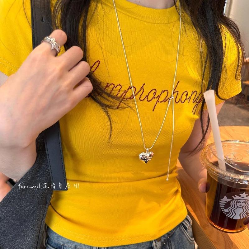 Серебряная звезда любовь pull цепочка на ключицу ожерелье нишевая шейная цепочка женская новая темпераментная универсальная цепочка для свитера