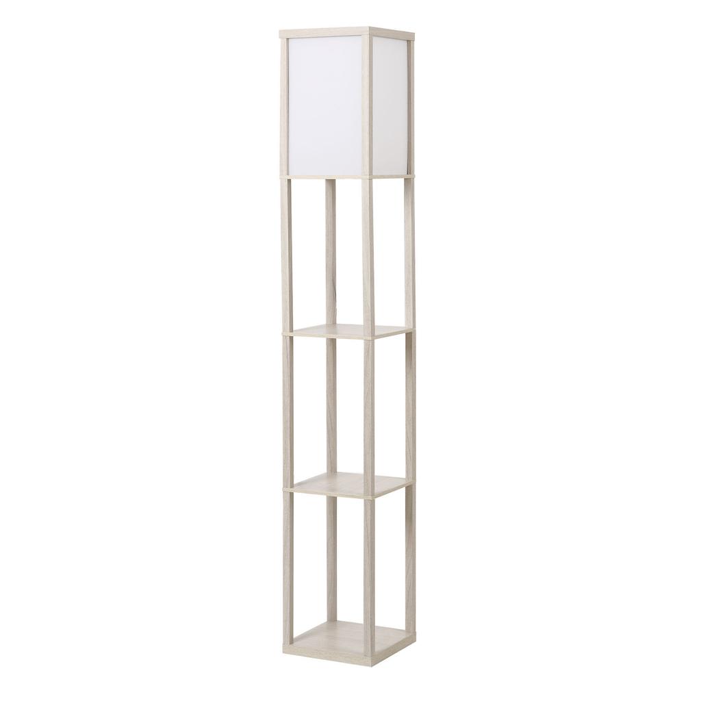 Floor Lamp with Shelves, Standing Light, Wood, 26 x 26 x 160 cm, for Living Room/Bedroom (Without Bulb)
