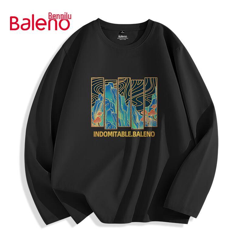 Baleno Men s Oversized Heavy Cotton Mountain Graphic Long Sleeve T-Shirt 3XL