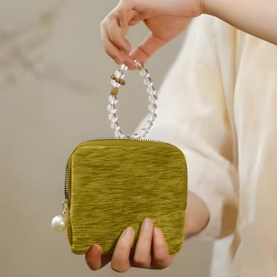 Estojo Organizador de Joias de Viagem Portátil para Relógio, Brinco, Colar, Pulseira, Anel, Bolsa de Armazenamento de Veludo com Zíper e Bolsos