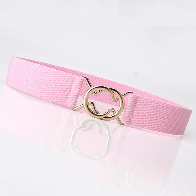 Japanese Minimalist Black Elastic Waist Belt for Women - Slimming Waistband with Round Ring Interlock