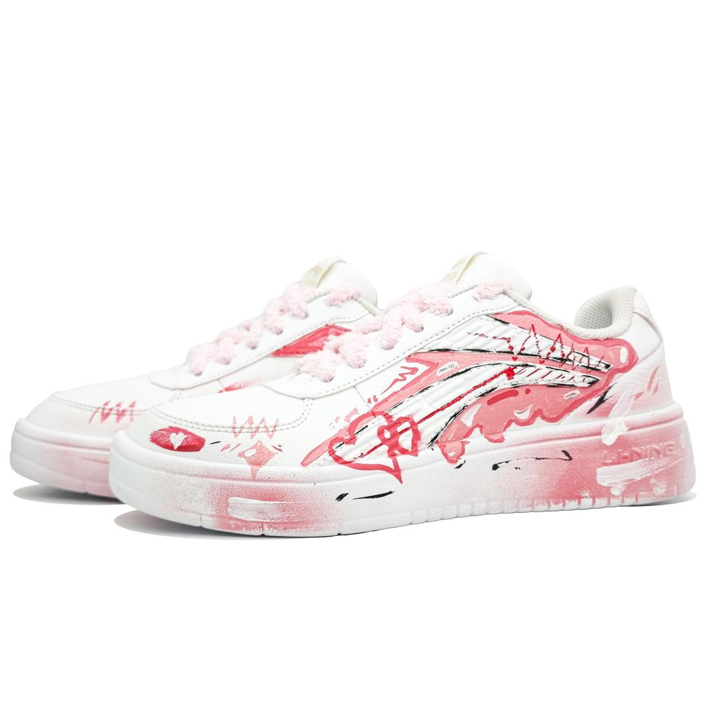 Li Ning Rutschfest, Abriebfest, Leicht Niedrig geschnittene Skateboard-Schuhe Herren Weiß Rosa AGCN335-1(Team400-)